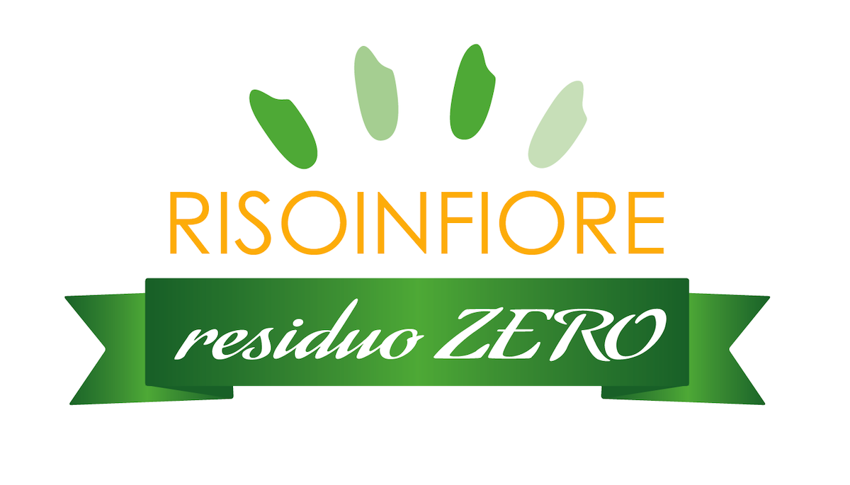 Il logo del riso Risoinfiore lanciato da Adolfo Barbonaglia e dalla moglie